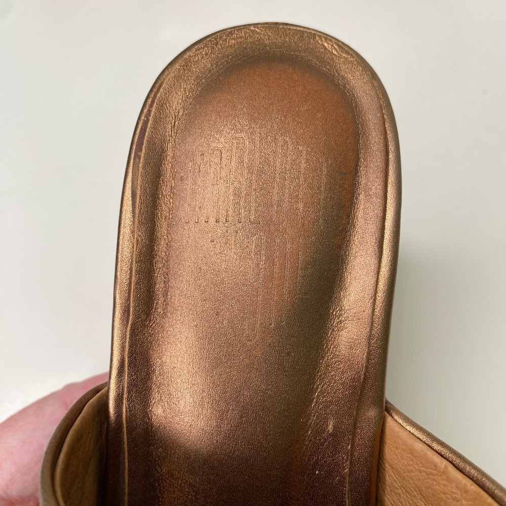 Charlotte Stone Marlo Clogs Bronze Metallic Leather Wooden Platform Heel Boho 9 - Picture 8 of 16